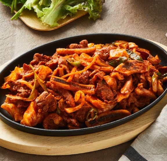 Osam Bulgogi (spicy stir-fried squid and pork, lunch special)